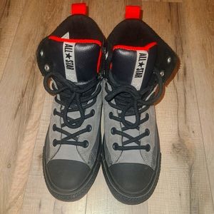 Big Boys High-to Sneakers, Size 4.5, Grey Suede Converse